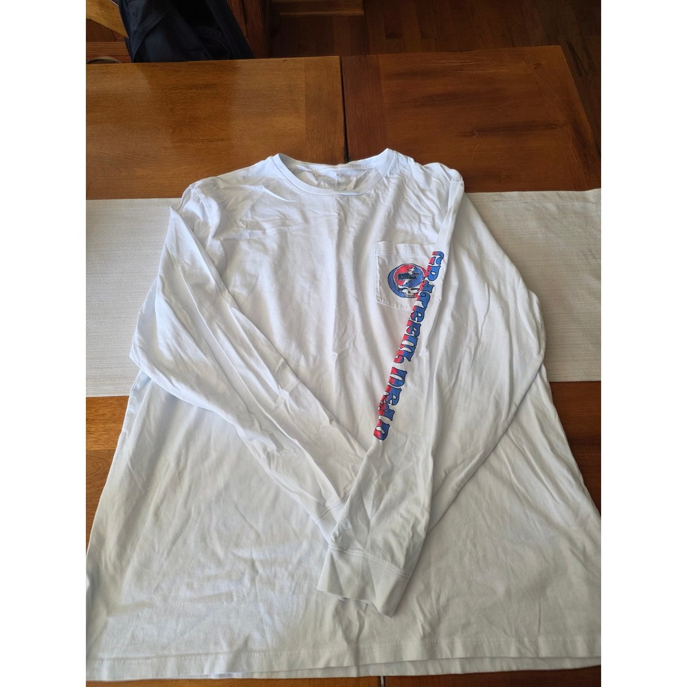 Vineyard Vines Grateful Dead Steal Your Face Long Sleeve Pocket Shirt XXL White